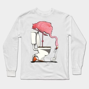 Flamingo on the Toilet Long Sleeve T-Shirt